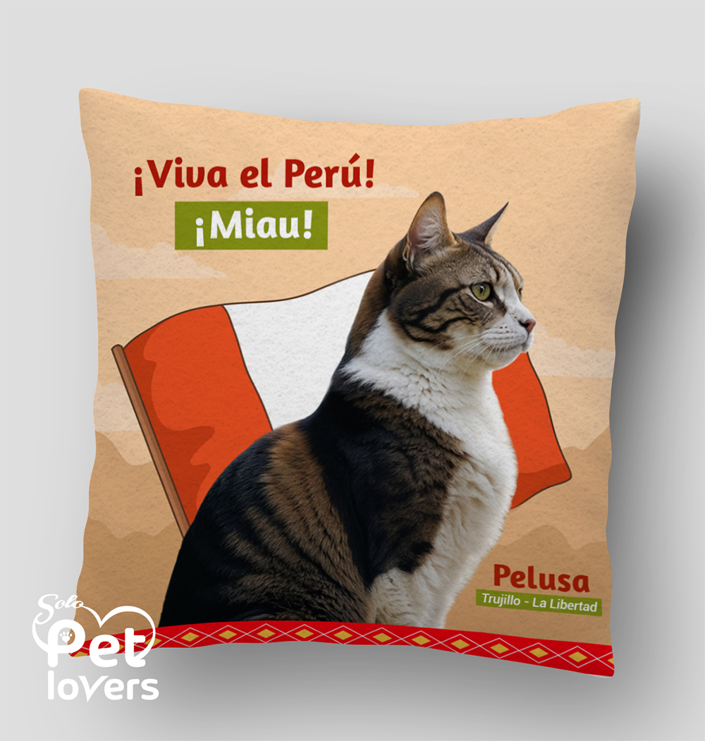 Cojín Catlover Personalizado - Viva el Perú ¡Miau!